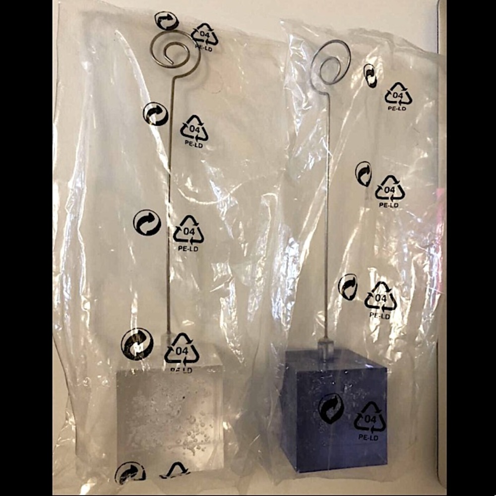 🆕 2 IKEA Blue & Clear Bubble Cube Paper Clip Photo/Note Holders